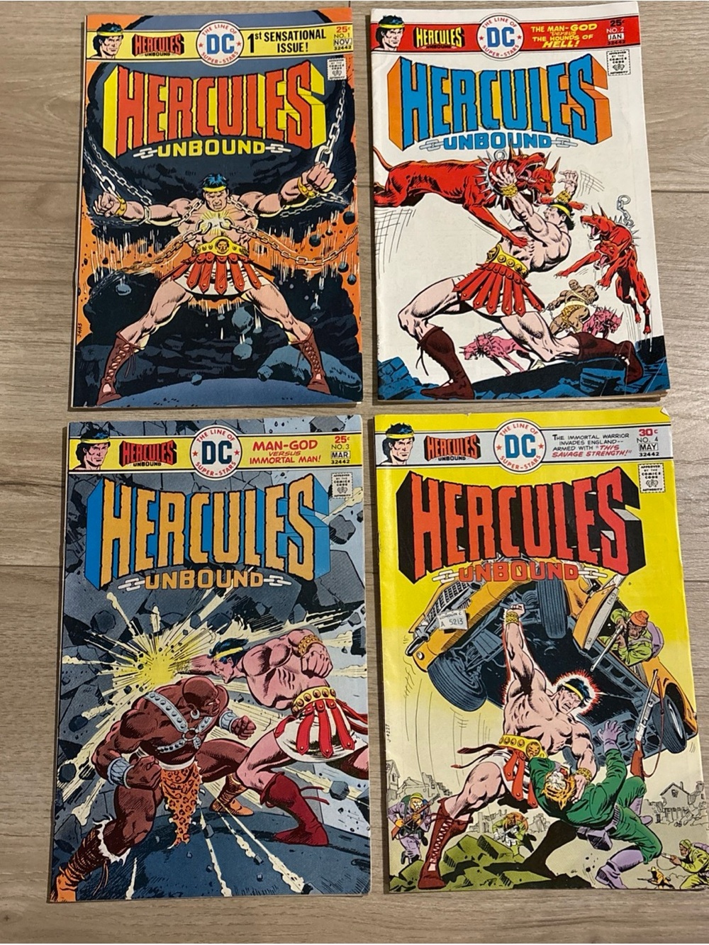 Hercules Unbound #1, #2, #3 & #4 (1975). Bronze Age DC. Nice!!! Set of 4!